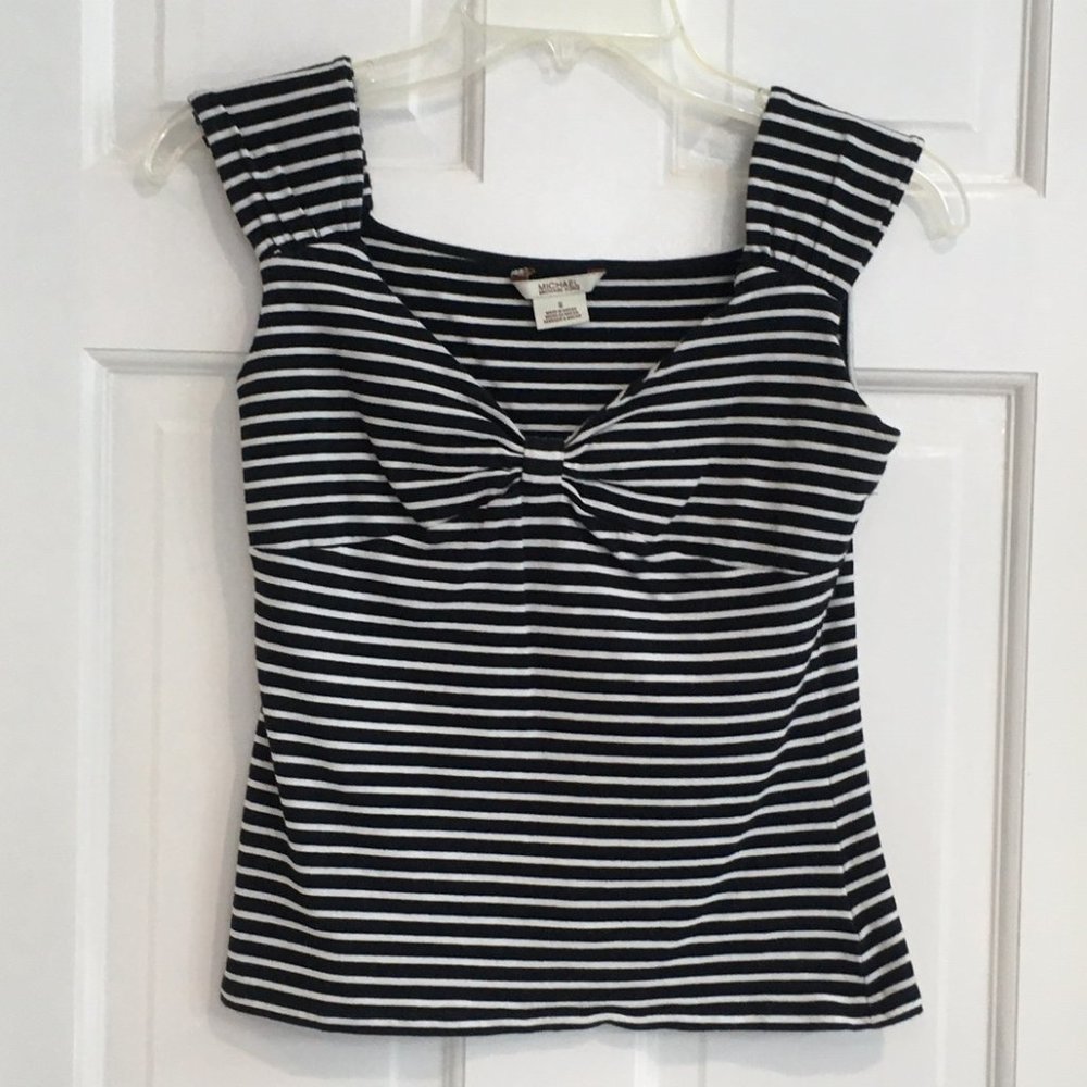 Michael Kors Black & White Striped Tank size S EUC